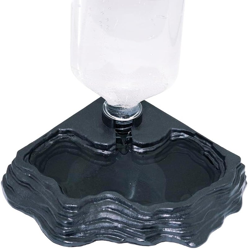 MRTIOO 17oz Terrarium Tank Reptile Food Feeders Bowl, Water Feeder Automatic Water Dispenser Waterer Feeding Accessories, for Geckos Lizards Turtle Bearded Dragons - Black - Image 4